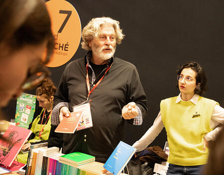 Le stand des éditions Bruno Doucey au SLPJ de Montreuil 2024