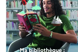 L'affiche de la campagne de communication du ministère de la Culture lancée en septembre 2023, « Ma bibliothèque : le monde à portée de main »